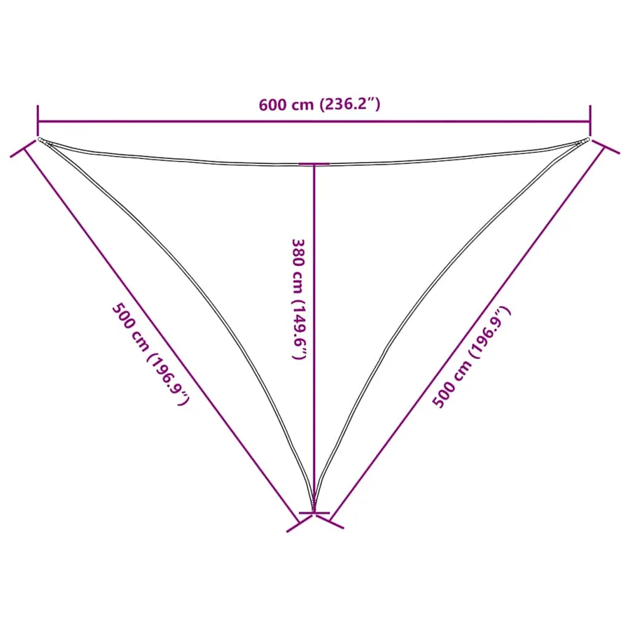 Voile de parasol tissu oxford triangulaire 5x5x6 m noir - 10