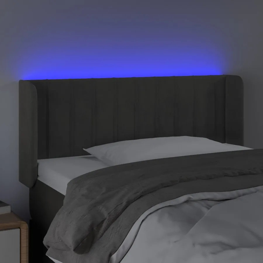 Tête de lit à LED Gris foncé 103x16x78/88 cm Velours - 4