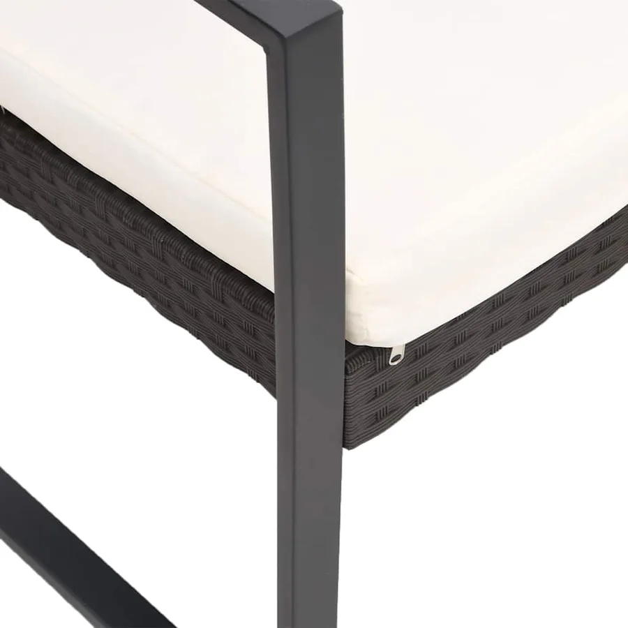 Ensemble à manger de jardin 5 pcs et coussins marron rotin PP - 4