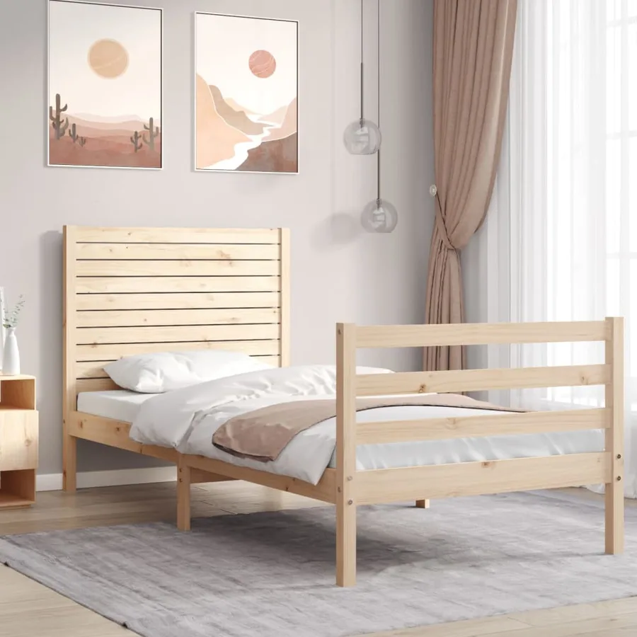 Cadre de lit sans matelas 100x200 cm bois massif - 3
