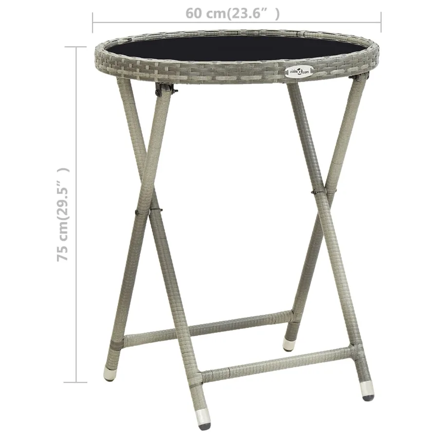 Ensemble de bistro 3 pcs Résine tressée et verre trempé Gris - 15
