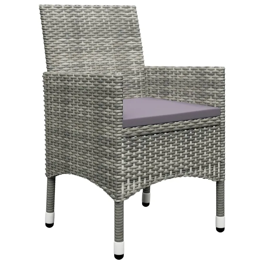 Ensemble de bistro 3 pcs Résine tressée et verre trempé Gris - 4