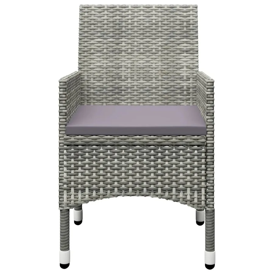 Ensemble de bistro 3 pcs Résine tressée et verre trempé Gris - 5