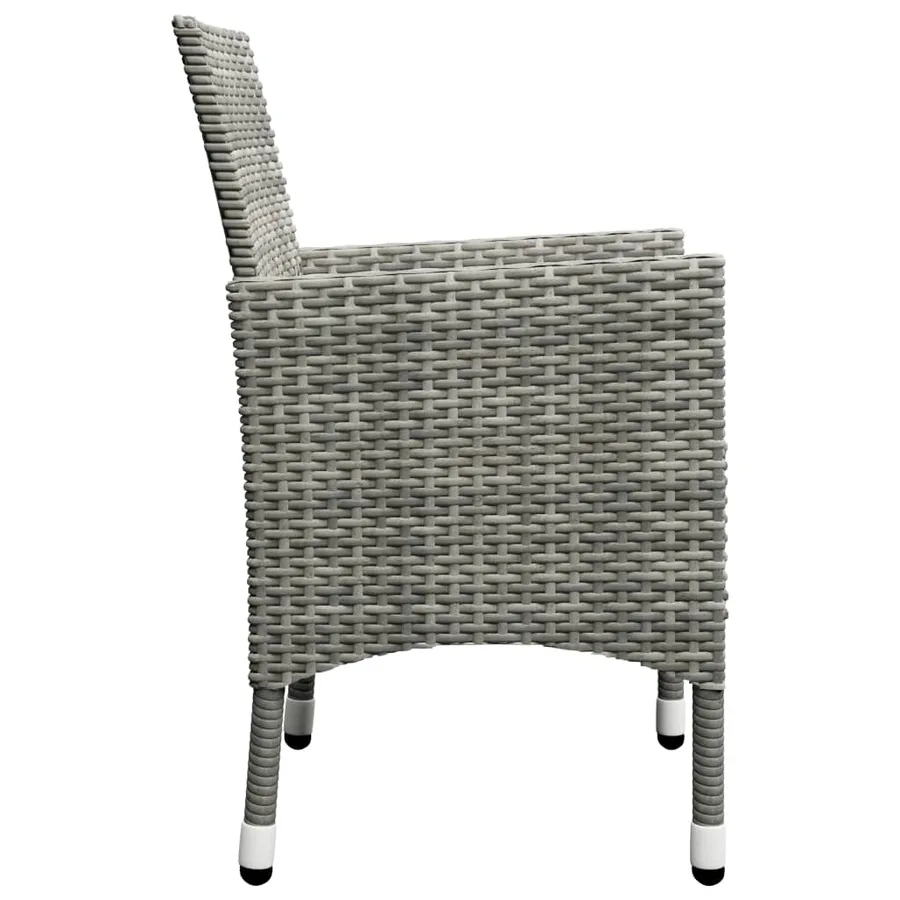 Ensemble de bistro 3 pcs Résine tressée et verre trempé Gris - 8