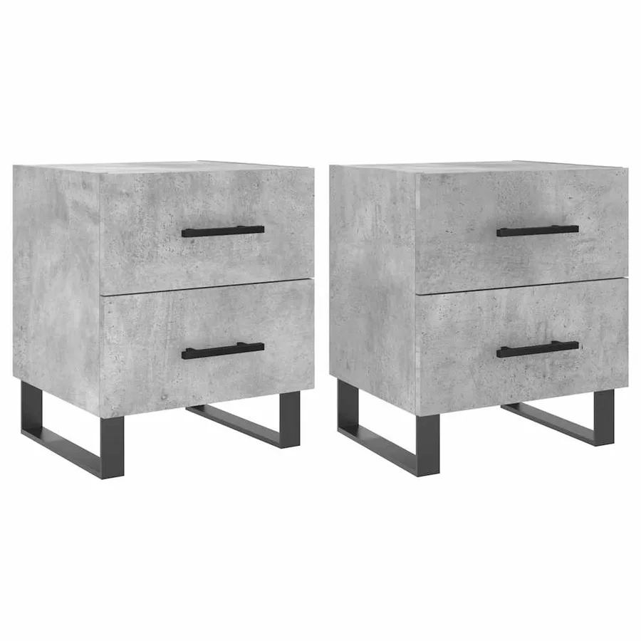 Tables de chevet 2pcs gris béton 40x35x47,5cm bois d’ingénierie - 2