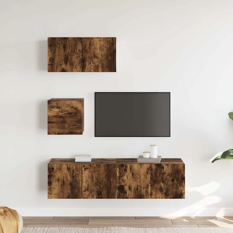 Ensemble de meubles TV 4 pcs Chêne fumé Bois d'ingénierie - 3