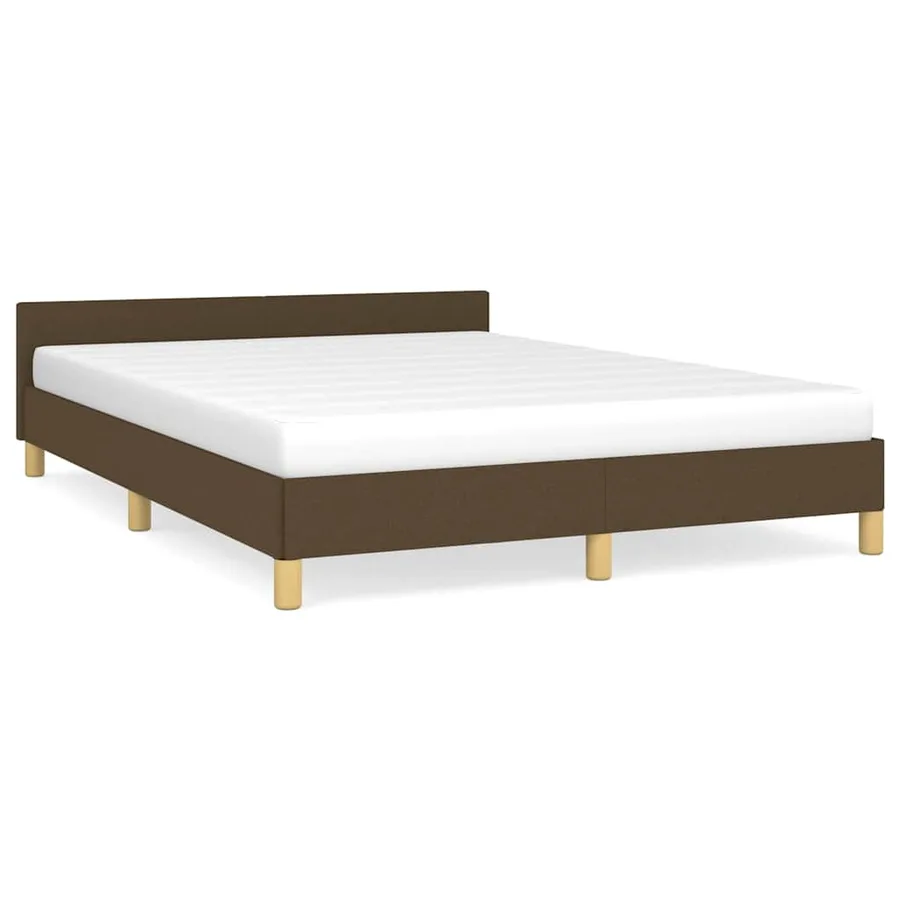 Cadre de lit sans matelas marron foncé 140x200 cm tissu - 2