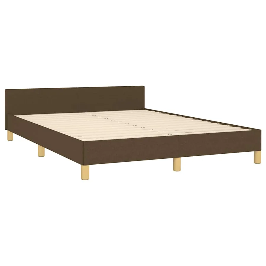 Cadre de lit sans matelas marron foncé 140x200 cm tissu - 4