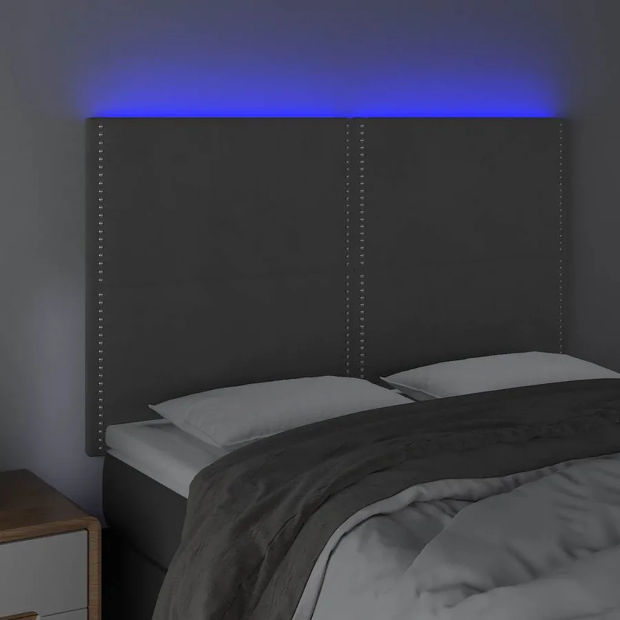 Tête de lit à LED Gris foncé 144x5x118/128 cm Velours - 3