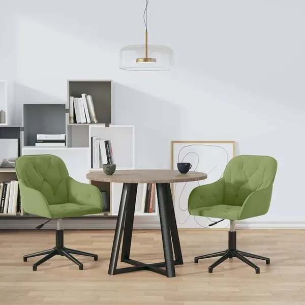 Chaises pivotantes à manger lot de 2 Vert clair Velours