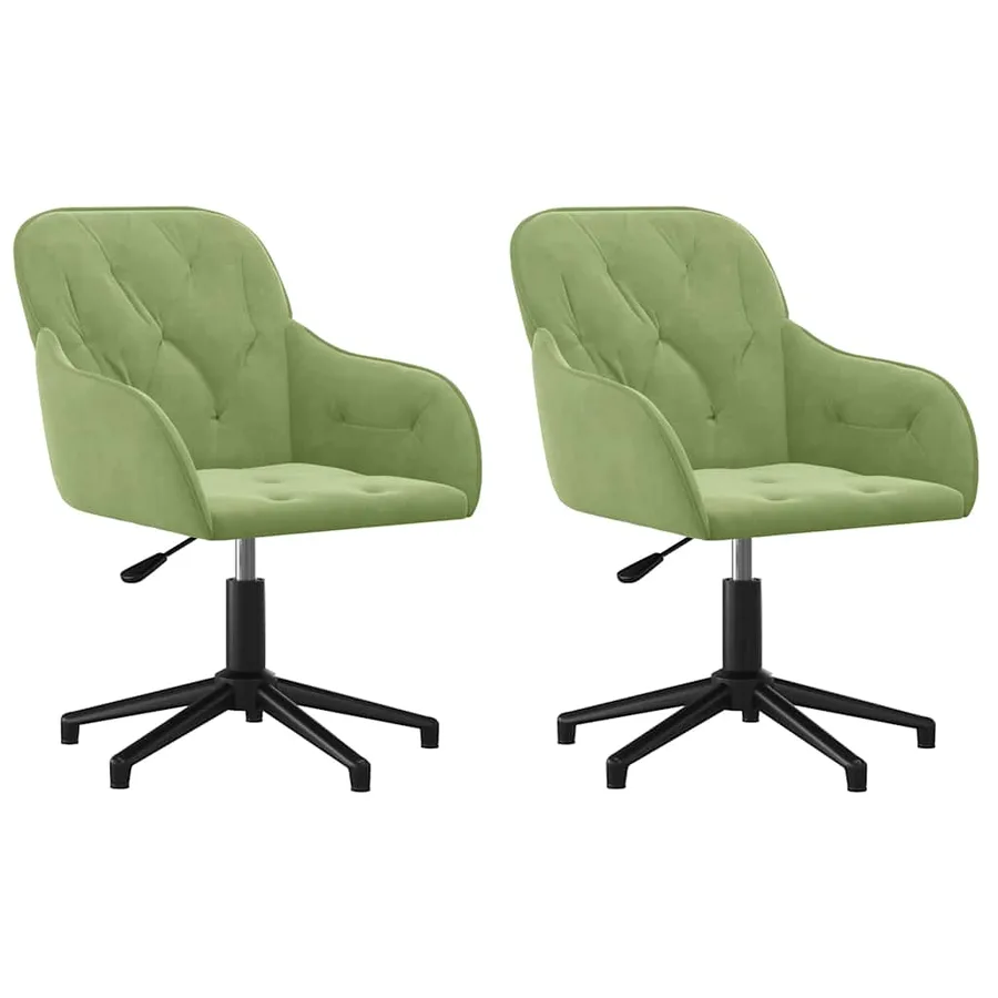 Chaises pivotantes à manger lot de 2 Vert clair Velours - 2