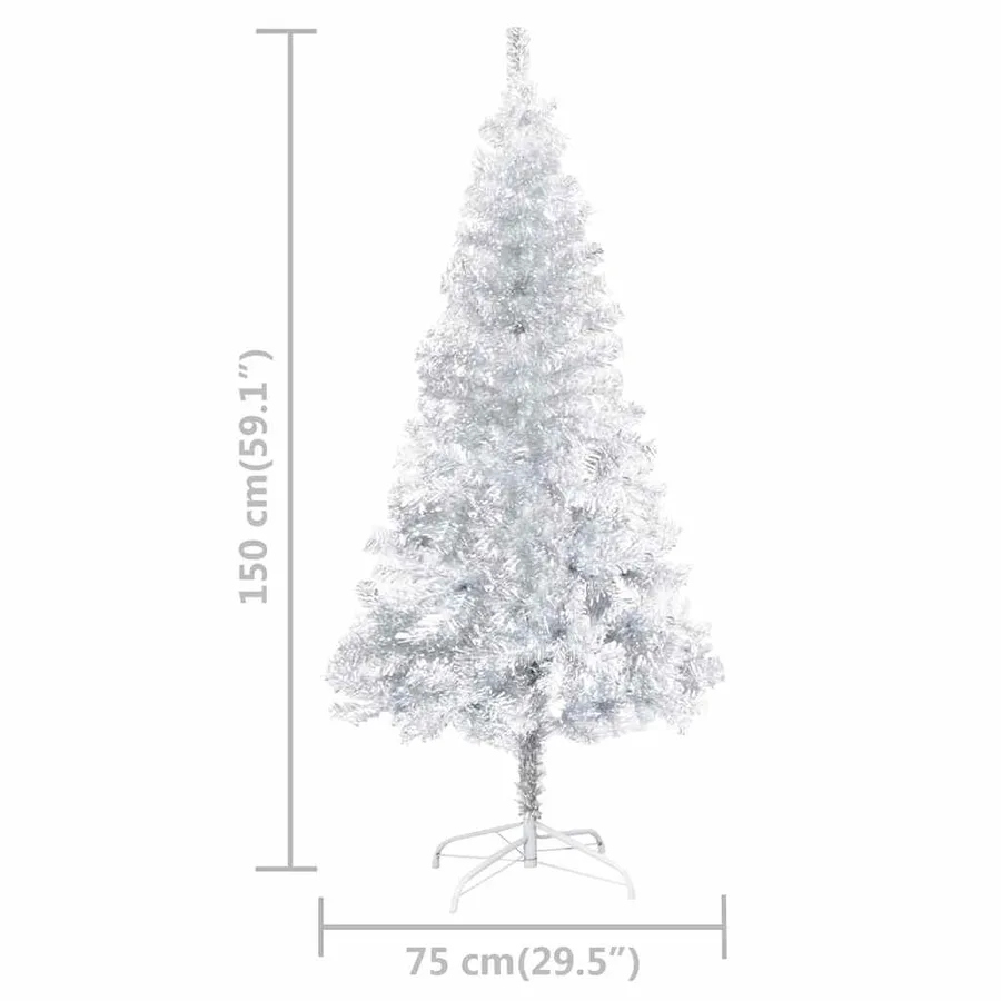 Arbre de Noël artificiel pré-éclairé/boules argenté 150 cm PET - 12