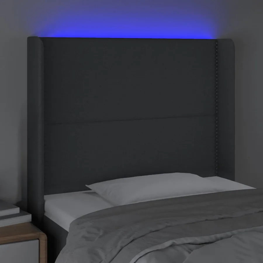 Tête de lit à LED Gris foncé 103x16x118/128 cm Tissu - 4