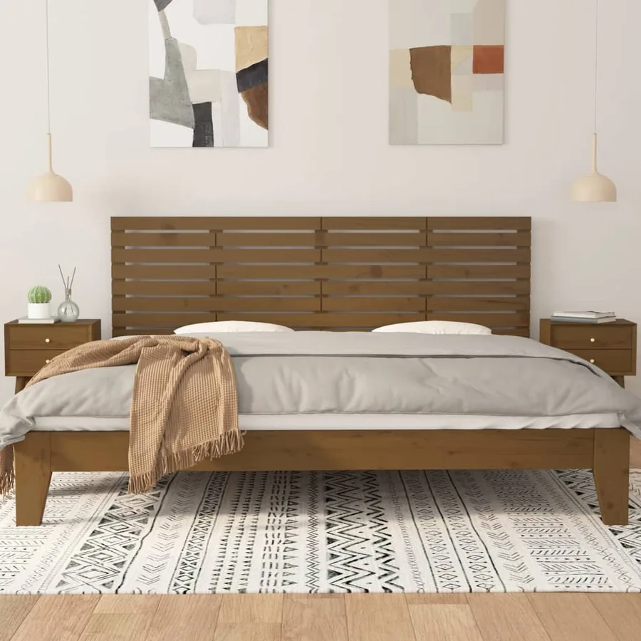 Tête de lit murale Marron miel 166x3x63 cm Bois massif de pin - 3