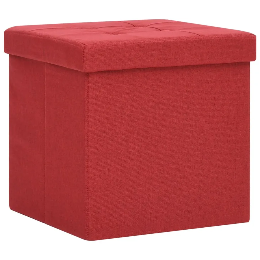 Tabouret de rangement pliable Rouge bordeaux Faux lin - 2