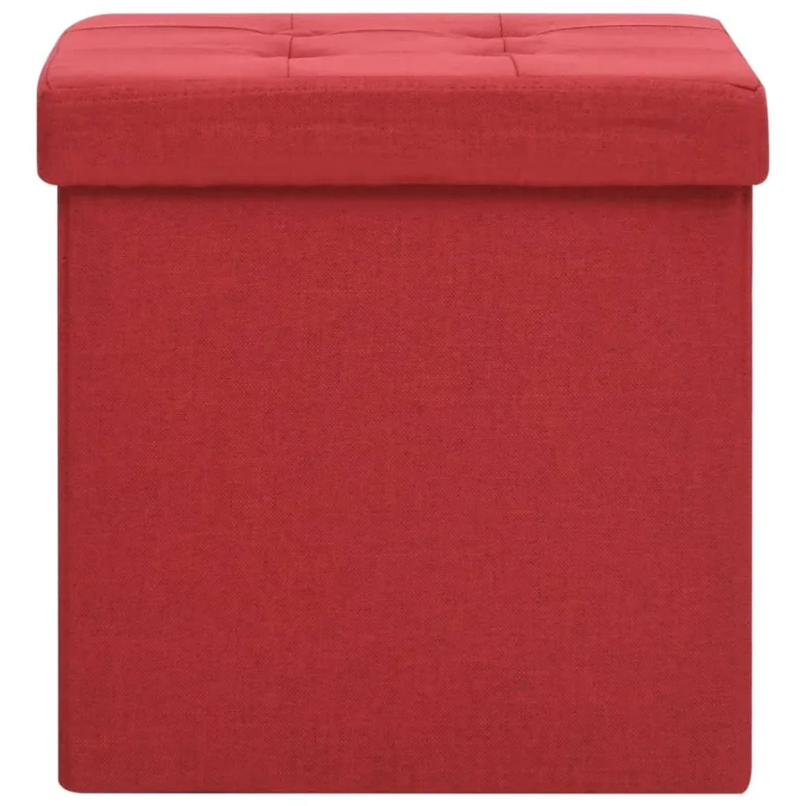 Tabouret de rangement pliable Rouge bordeaux Faux lin - 3
