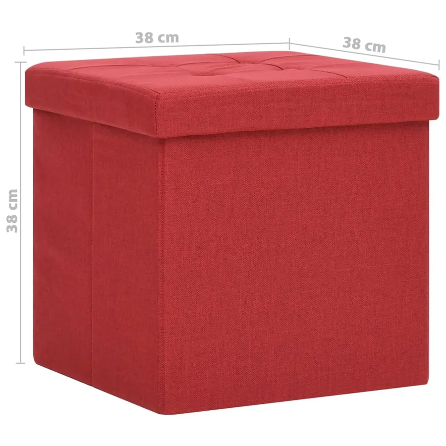 Tabouret de rangement pliable Rouge bordeaux Faux lin - 8