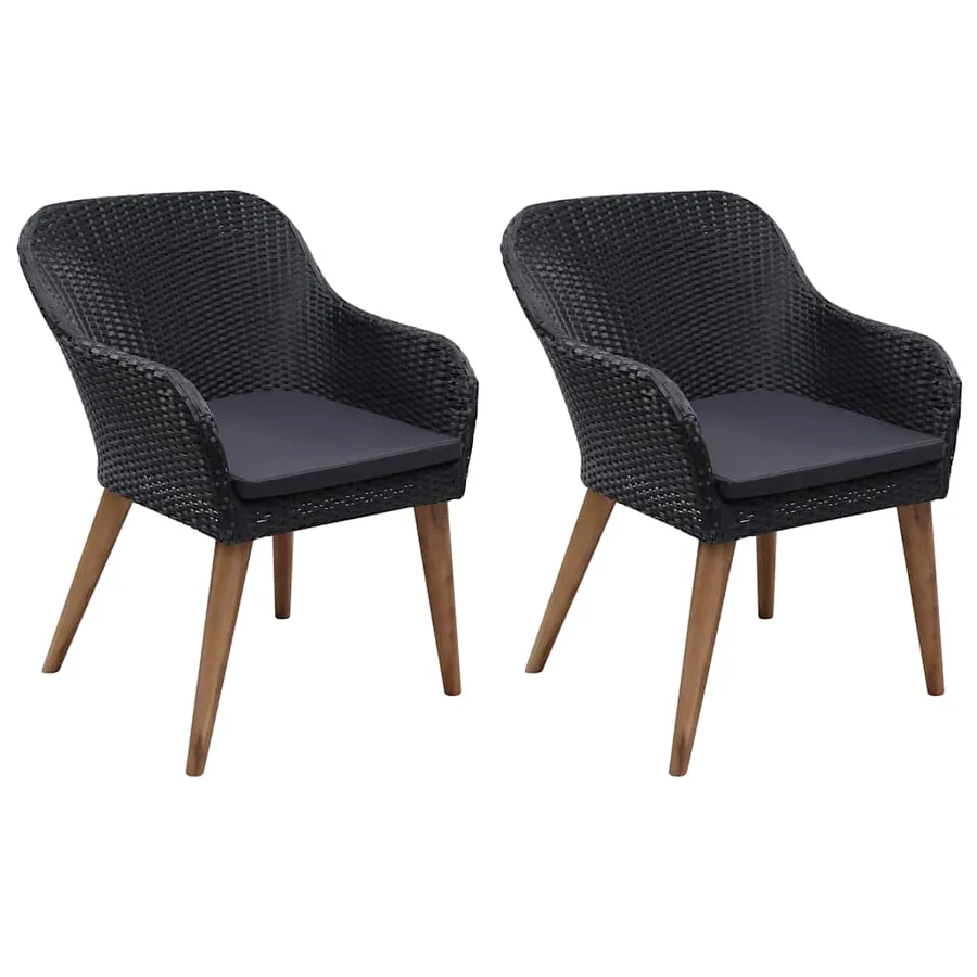 Ensemble à manger de jardin 3 pcs Noir - 7
