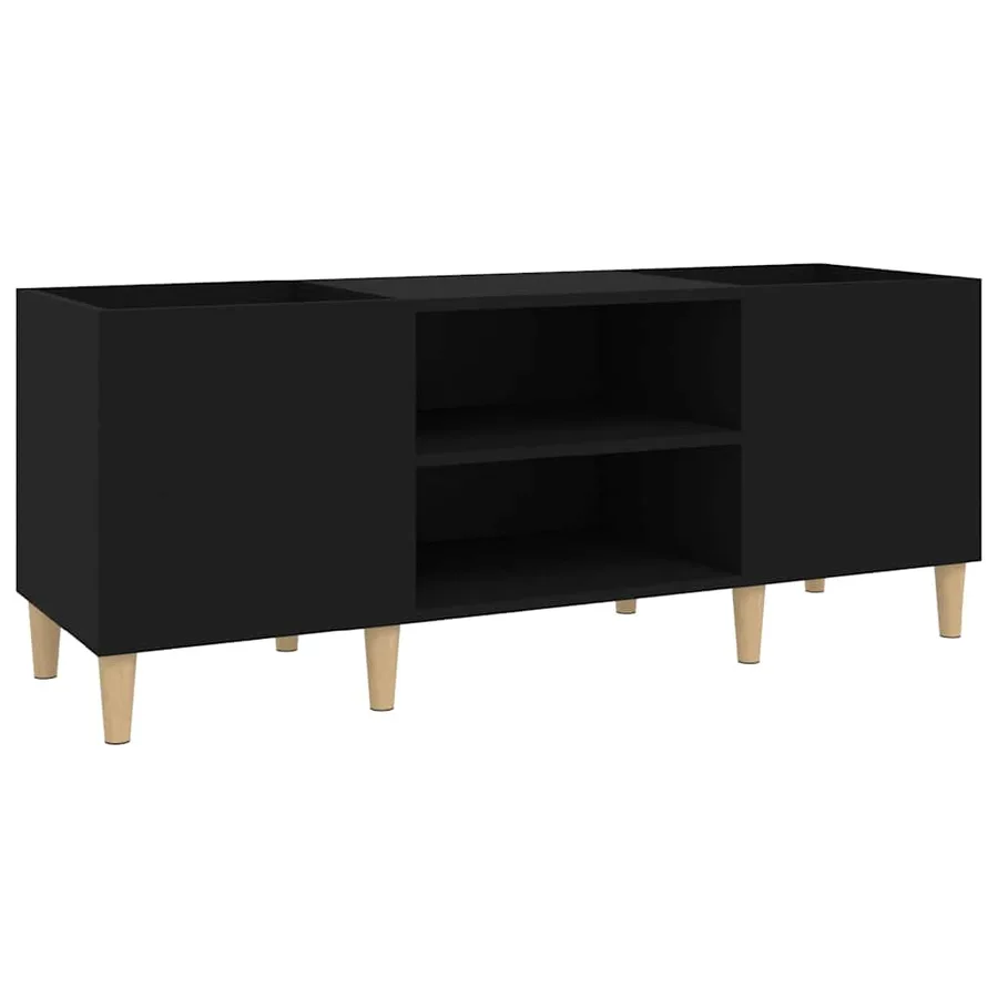 Armoire à disques noir 121x38x48 cm bois d'ingénierie - 2