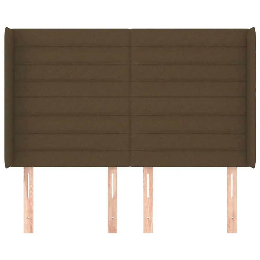 Tête de lit avec oreilles Marron foncé 147x16x118/128 cm Tissu - 3