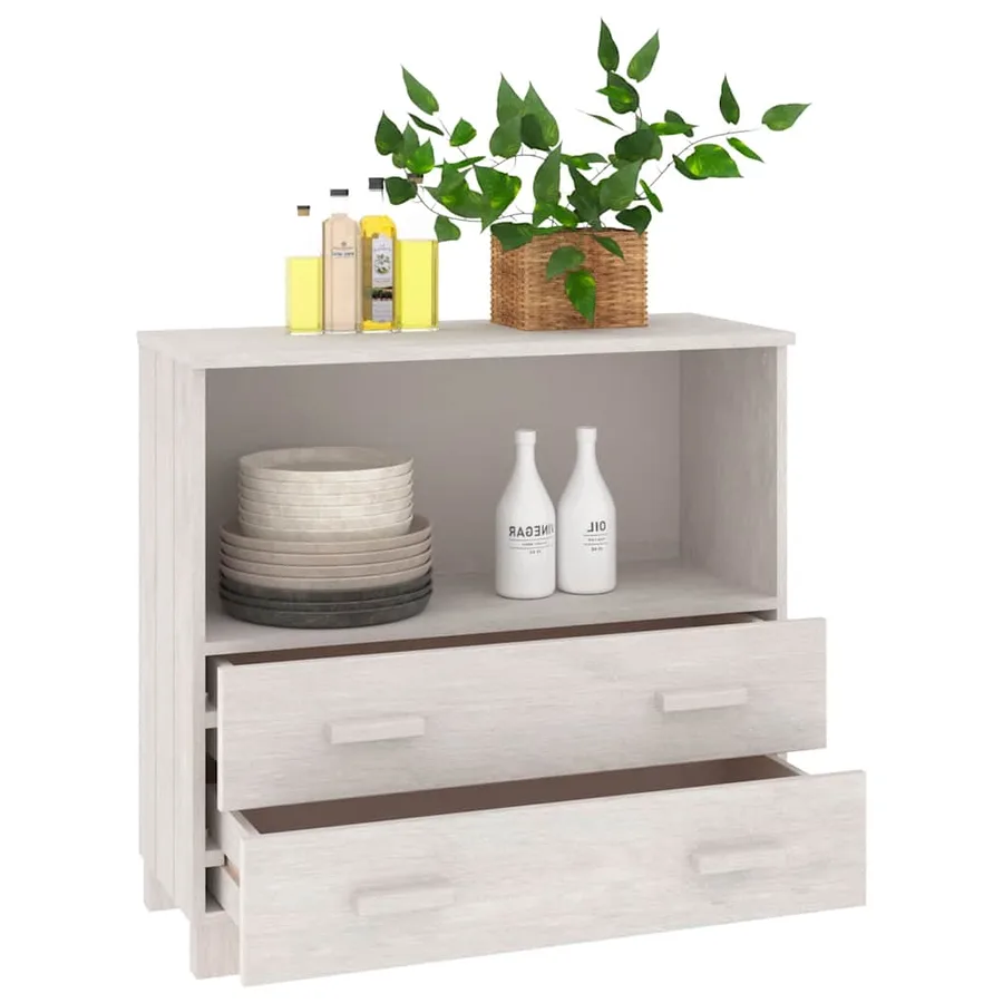 Buffet HAMAR Blanc 85x35x80 cm Bois massif de pin - 4