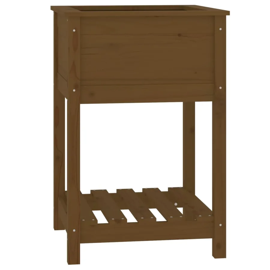 Jardinière avec étagère Marron miel 54x54x81 cm Bois de pin - 2