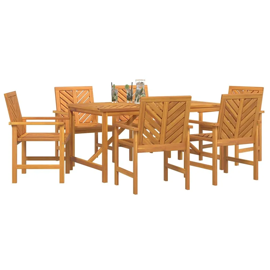 Ensemble de salle à manger pour jardin 7 pc Marron - 3
