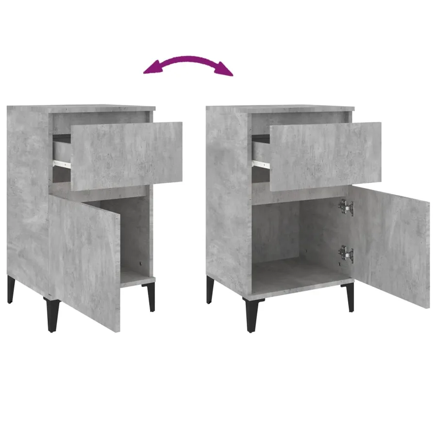 Tables de chevet 2 pcs gris béton 40x35x70 cm - 9