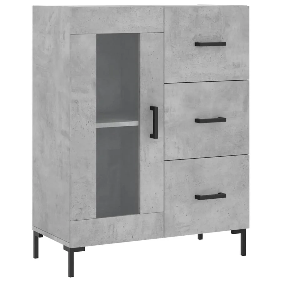 Buffet haut Gris béton 69,5x34x180 cm Bois d'ingénierie - 7