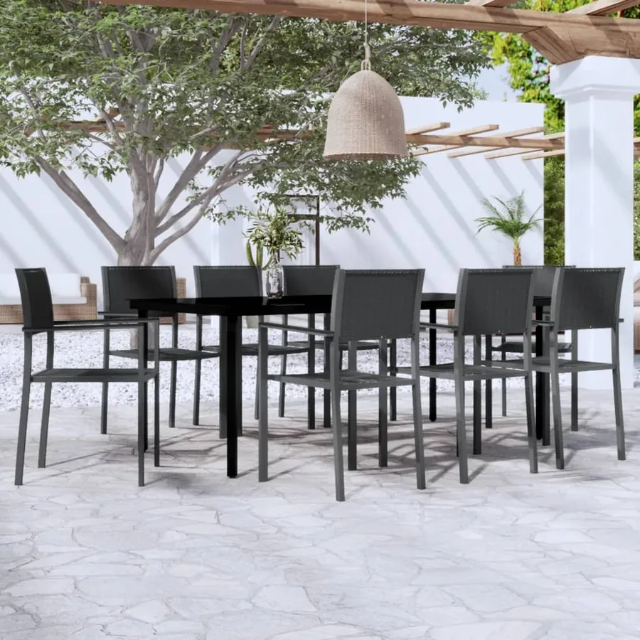 Ensemble à manger de jardin 9 pcs Noir