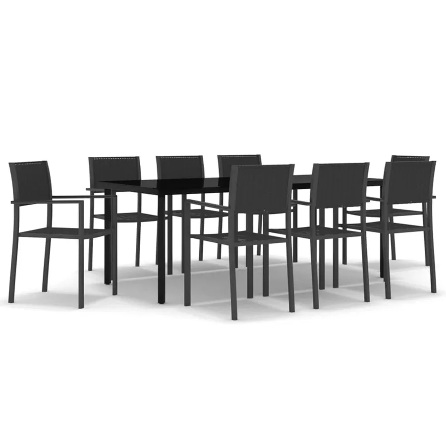 Ensemble à manger de jardin 9 pcs Noir - 2