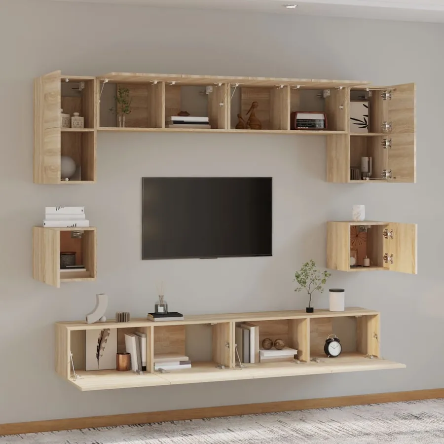 Ensemble de meubles TV 8 pcs Chêne sonoma Bois d'ingénierie - 3