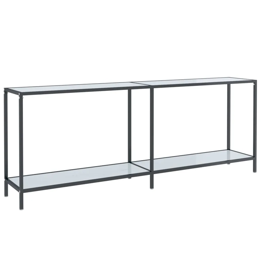 Table console Blanc 200x35x75,5 cm Verre trempé - 2