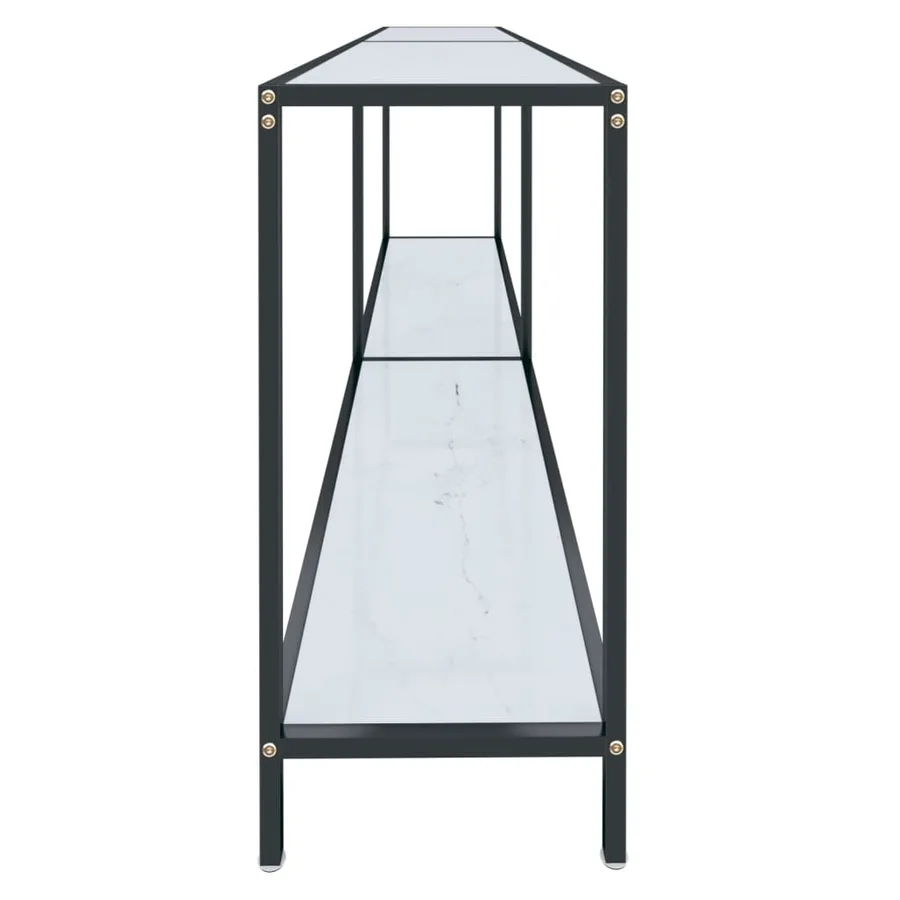 Table console Blanc 200x35x75,5 cm Verre trempé - 4