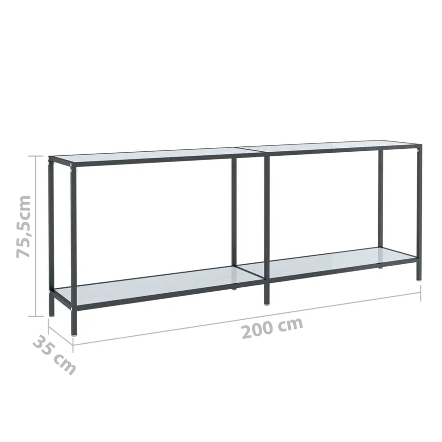 Table console Blanc 200x35x75,5 cm Verre trempé - 8