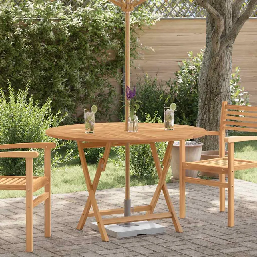 Table pliable de jardin Ø 110x75 cm bois massif de teck