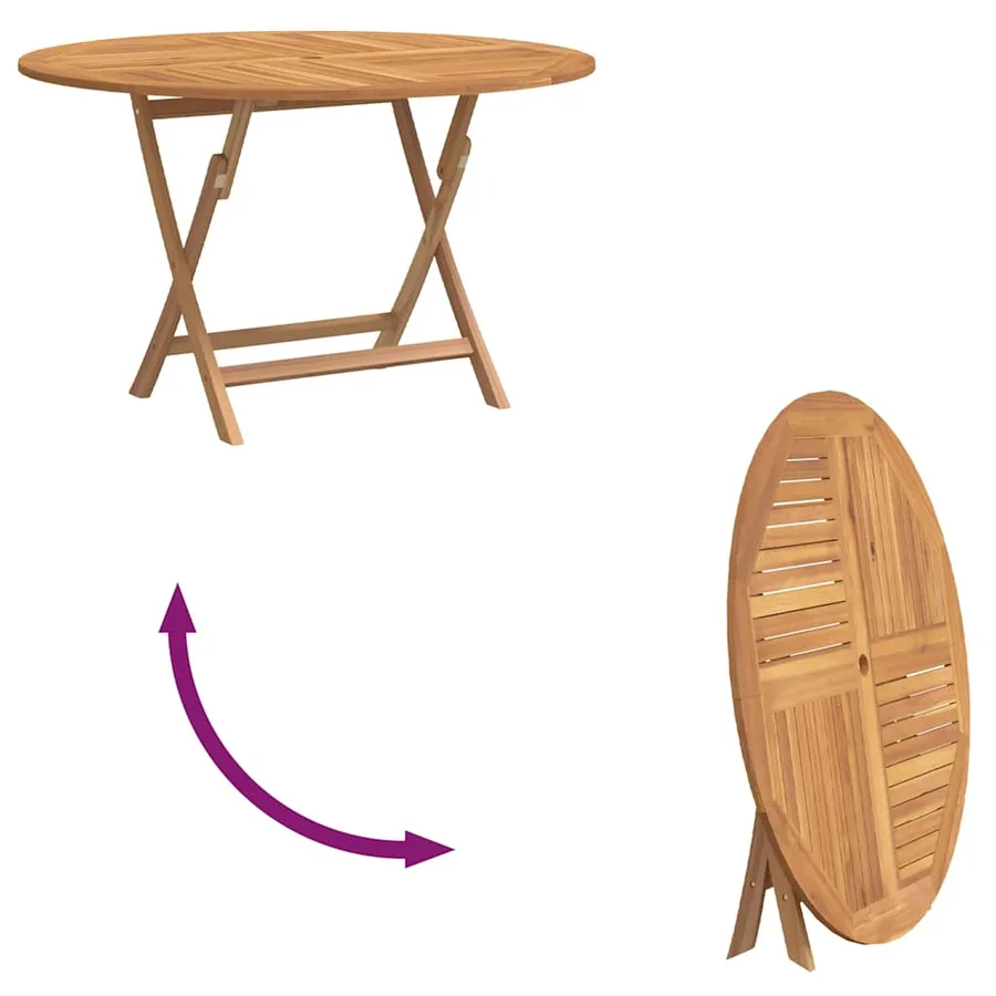 Table pliable de jardin Ø 110x75 cm bois massif de teck - 5