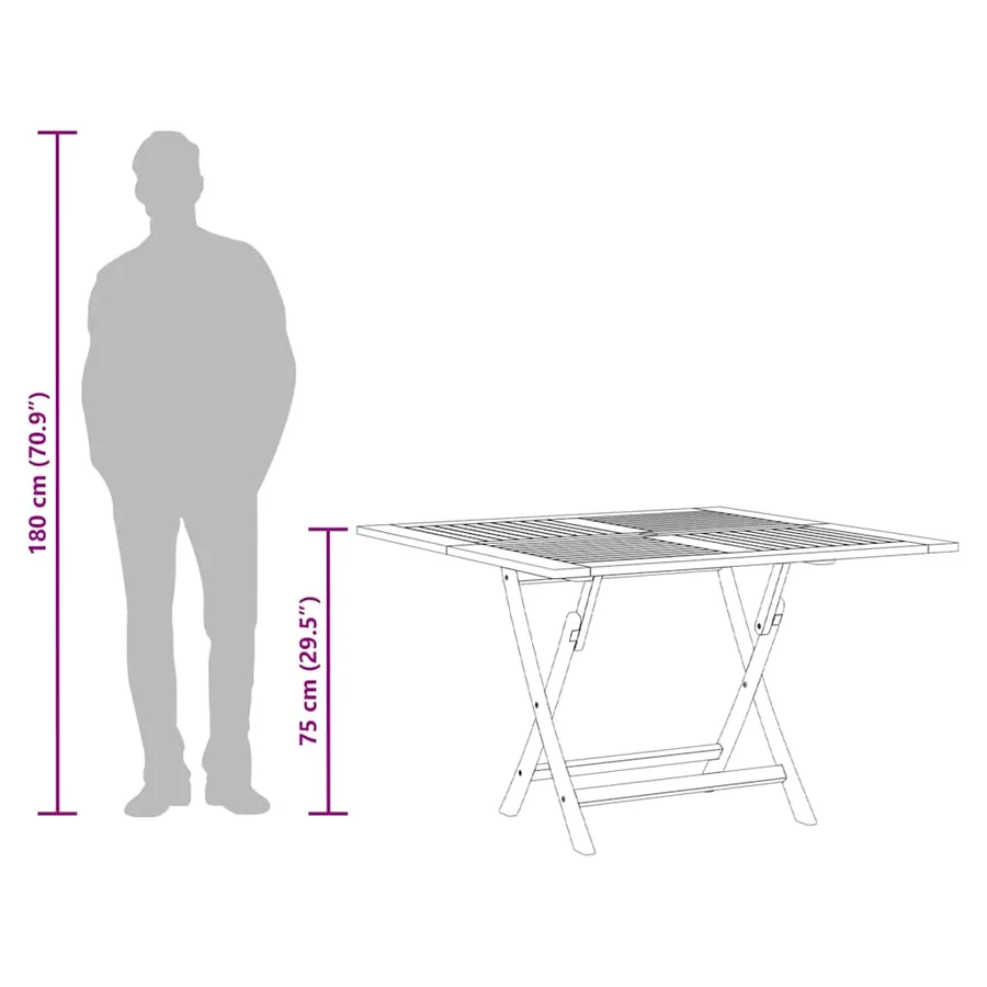 Table pliable de jardin Ø 110x75 cm bois massif de teck - 9