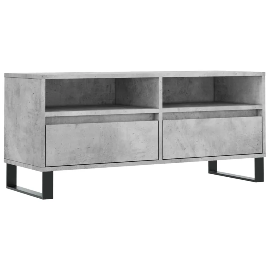 Meuble TV gris béton 100x34,5x44,5 cm bois d'ingénierie - 2
