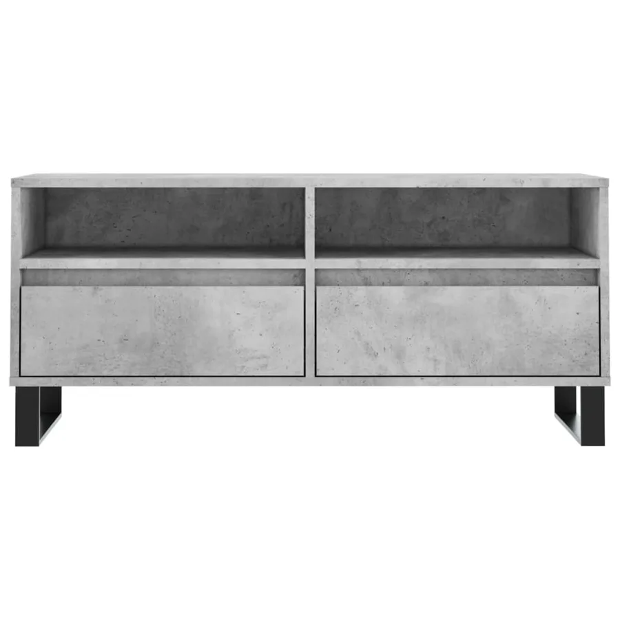 Meuble TV gris béton 100x34,5x44,5 cm bois d'ingénierie - 5