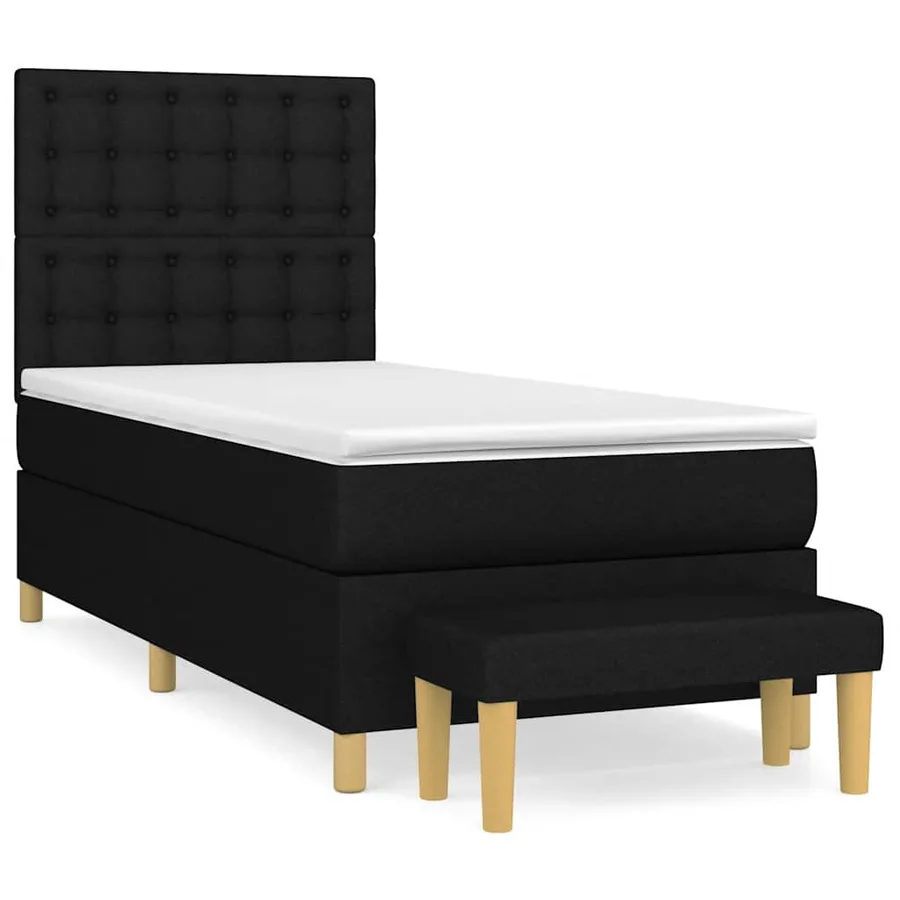 Sommier à lattes de lit avec matelas Noir 100x200 cm Tissu - 2