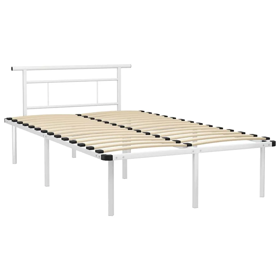 Cadre de lit sans matelas blanc métal 120x200 cm - 2