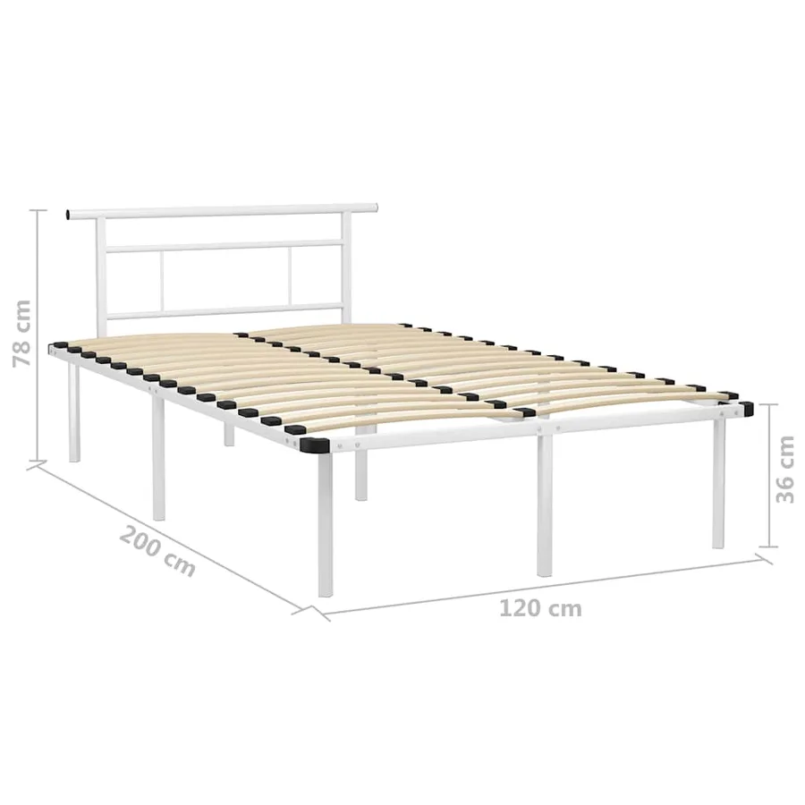 Cadre de lit sans matelas blanc métal 120x200 cm - 6