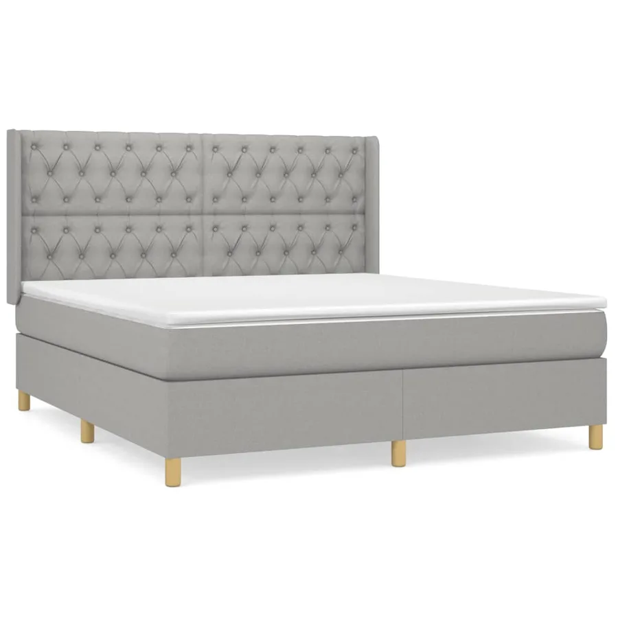 Sommier à lattes de lit avec matelas Gris clair 160x200cm Tissu - 2