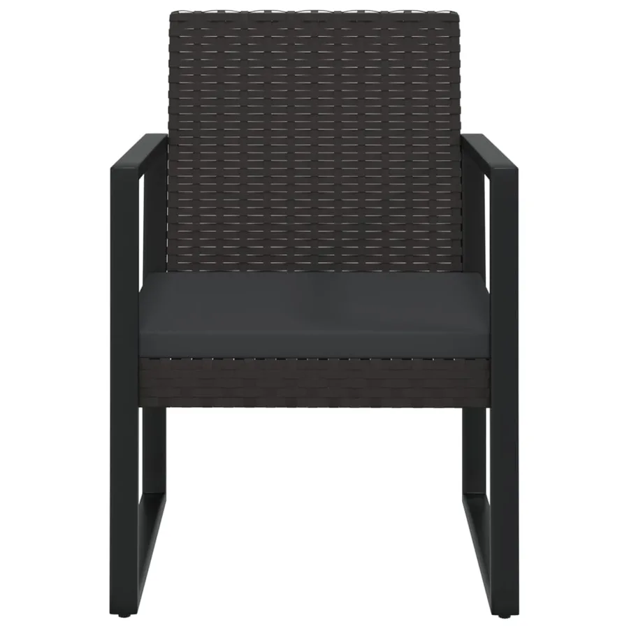 Fauteuil de jardin avec coussin Noir Résine tressée - 3