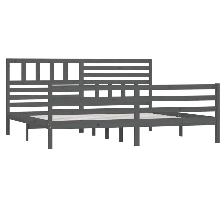 Cadre de lit sans matelas bois massif gris 200x200 cm - 3