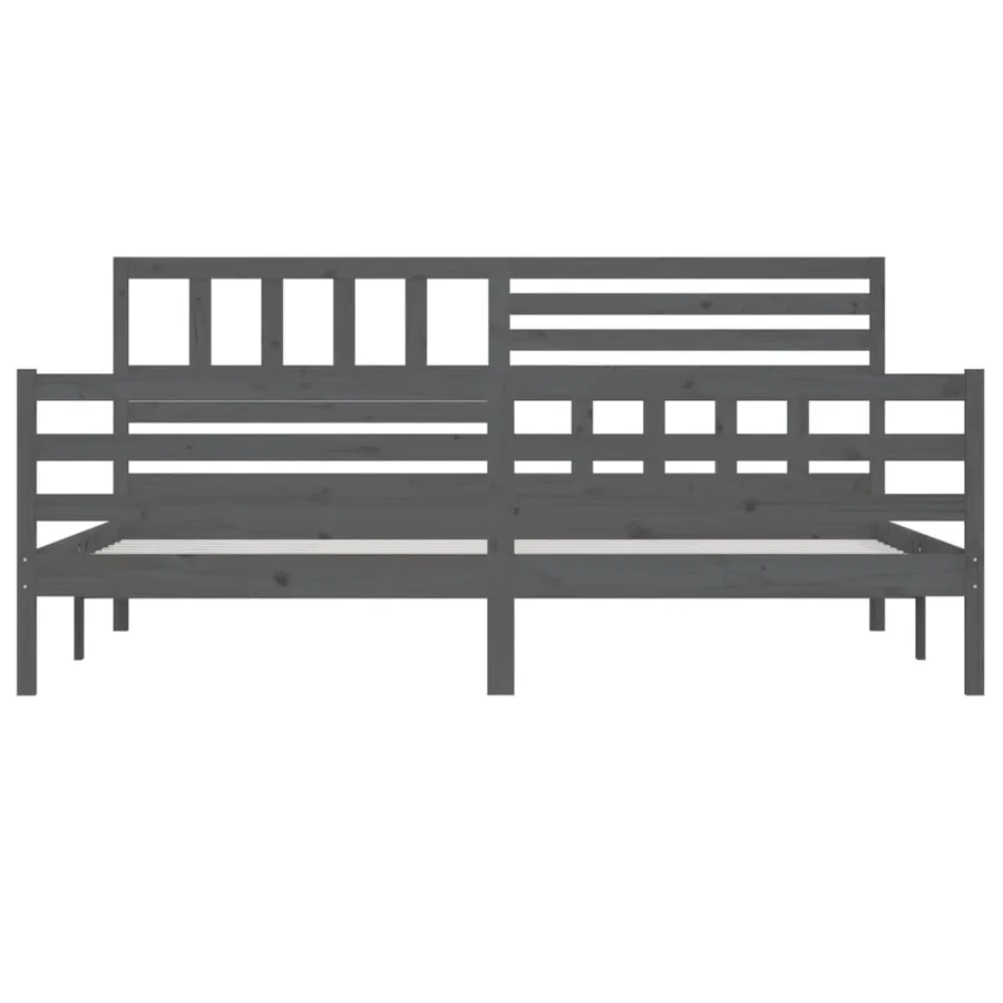 Cadre de lit sans matelas bois massif gris 200x200 cm - 4