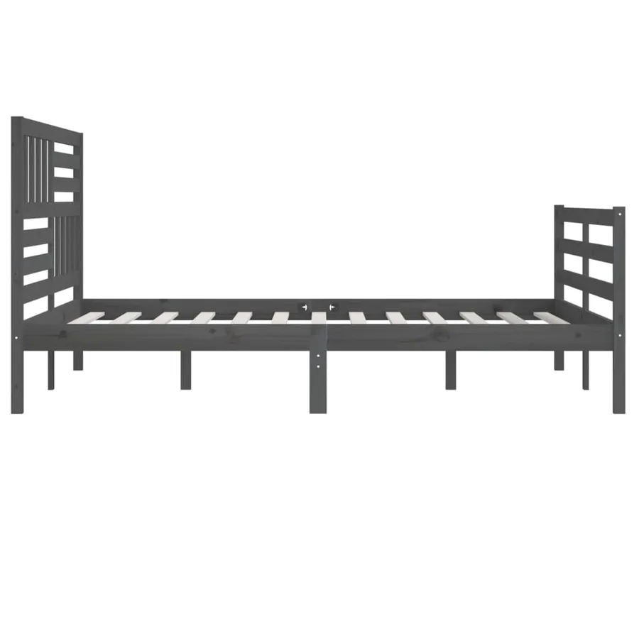 Cadre de lit sans matelas bois massif gris 200x200 cm - 5