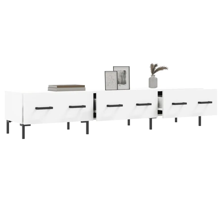 Meuble TV blanc 150x36x30 cm bois d'ingénierie - 4