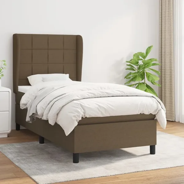 Sommier à lattes de lit avec matelas Marron foncé 100x200 cm